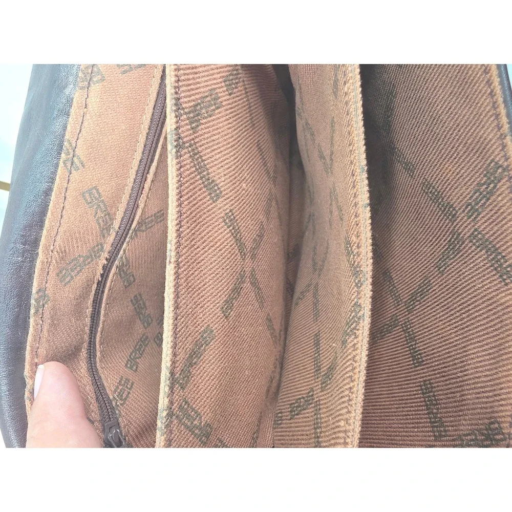 Bree Dark Brown Leather Crossbody Messenger Bag Satchel Top Handle Small Logo